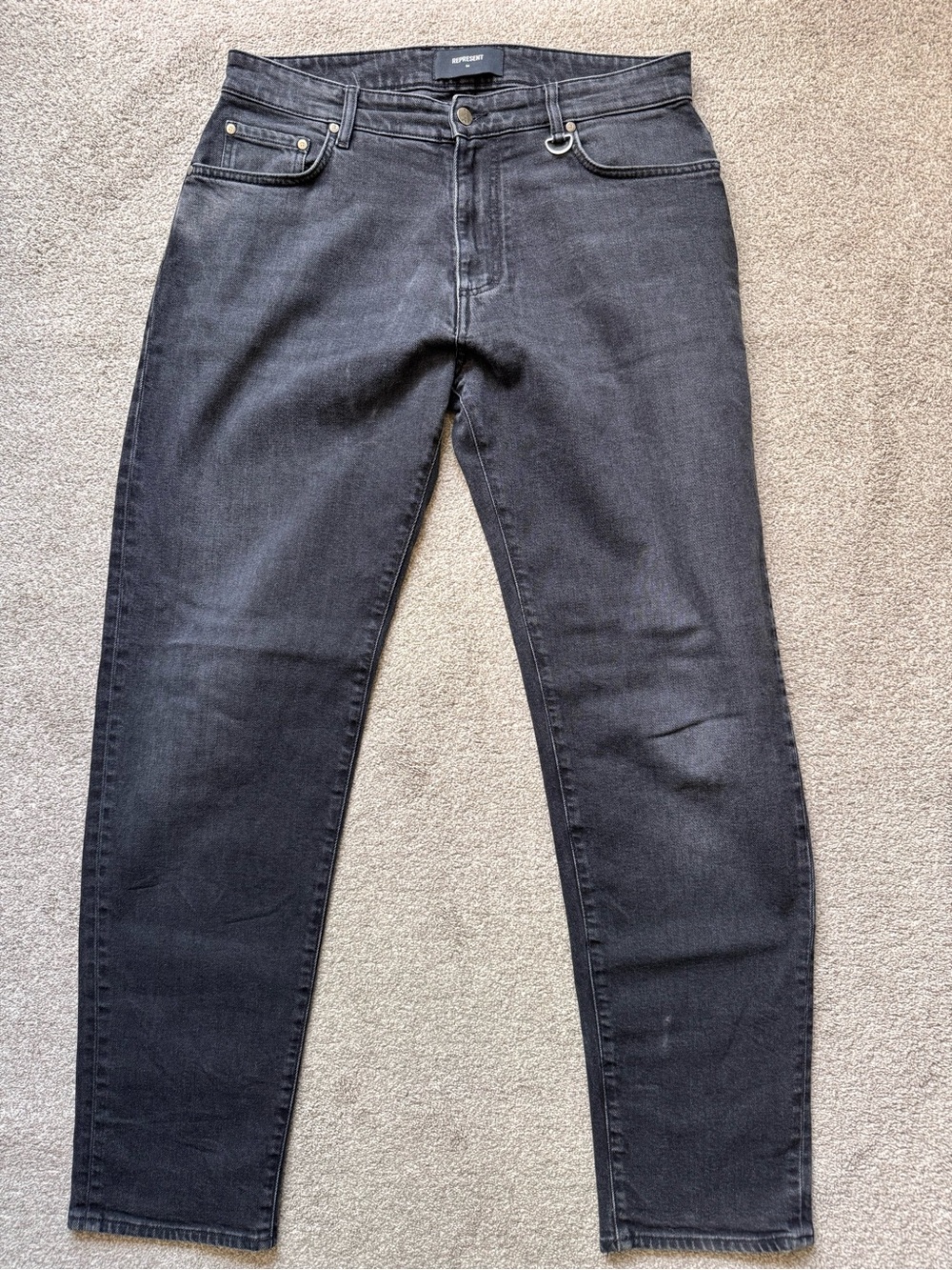 Mens Represent Dark Wash Faded Cotton Denim Jeans 34x32 Baggy Vintage Black